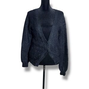 Unbranded Women's Est. Medium Black Long Sleeve Faux Fur Cardigan Sweater